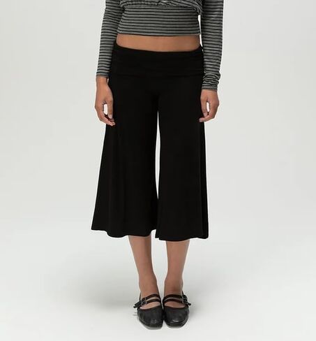 LILTWIST Women Fold Over Gaucho Pants Wide Leg Low Rise Flowy Capri Pants Yoga Lounge Cropped Flare Bottoms Culottes Summer in Saudi Arabia