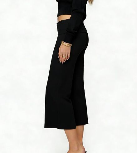 LILTWIST Women Fold Over Gaucho Pants Wide Leg Low Rise Flowy Capri Pants Yoga Lounge Cropped Flare Bottoms Culottes Summer in Saudi Arabia