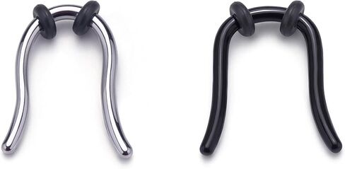 BodyBonita Anodized U-Shaped Septum Rings, G23 Titanium Nose Rings for Women Hoops, 14/16G Hanger Septum Ring Jewelry Retainer Piercing Jewelry with Fixed Rubber Stopper 2Pcs 6 mm in Kuwait