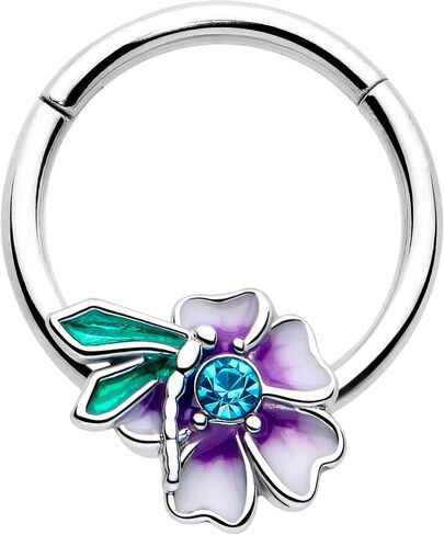 Body Candy 16G 10mm Faerie Flower Purple Cartilage Ring - Stainless Steel Hinged Segment Ring for Septum Cartilage Helix Daith Tragus Conch Ear Lobe Helix Piercings Women Men Hypoallergenic in Kuwait