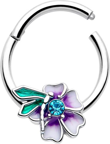 Body Candy 16G 10mm Faerie Flower Purple Cartilage Ring - Stainless Steel Hinged Segment Ring for Septum Cartilage Helix Daith Tragus Conch Ear Lobe Helix Piercings Women Men Hypoallergenic in Kuwait