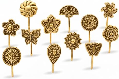 Non Piercing Traditional Indian Nosepin, Black Metal Silver | Pressing Type Clip On, Oxidized, 1.5cm, For Women in Kuwait