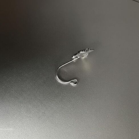 Non Piercing Traditional Indian Nosepin, Black Metal Silver | Pressing Type Clip On, Oxidized, 1.5cm, For Women in Kuwait