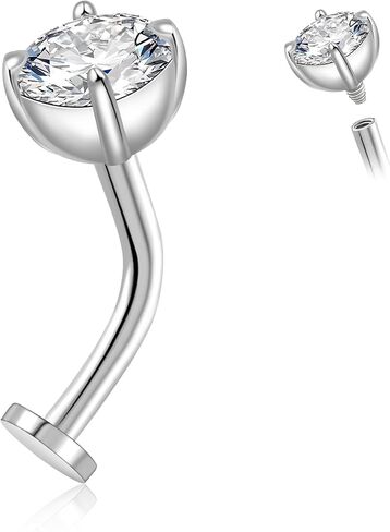 14G Moissanite Floating Belly Button Ring - 925 Sterling Silver 0.8ct Moissanite Flat Back Navel Ring Internally Threaded Body Piercing Jewelry Summer for Women 6mm in Kuwait