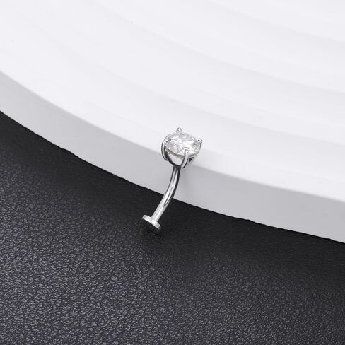14G Moissanite Floating Belly Button Ring - 925 Sterling Silver 0.8ct Moissanite Flat Back Navel Ring Internally Threaded Body Piercing Jewelry Summer for Women 6mm in Kuwait