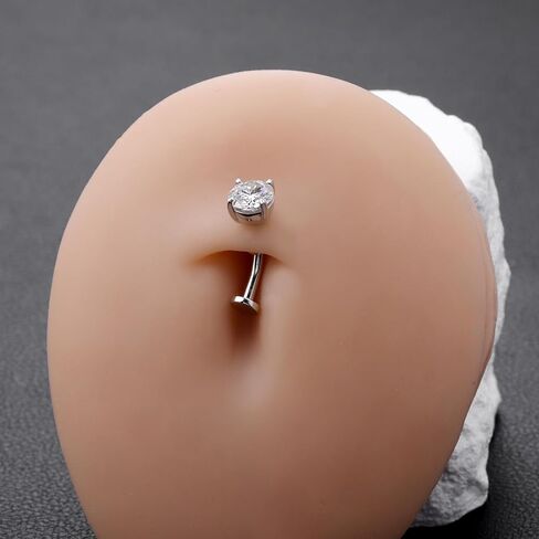 14G Moissanite Floating Belly Button Ring - 925 Sterling Silver 0.8ct Moissanite Flat Back Navel Ring Internally Threaded Body Piercing Jewelry Summer for Women 6mm in Kuwait