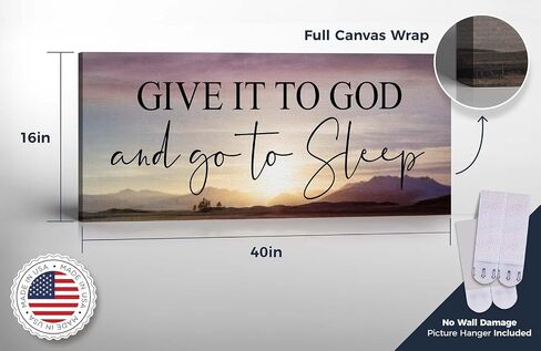 Give It to God and Go To Sleep Sign, Above bed Wall Décor for Bedroom, Above Master Bed Wall Decor, Ready To Hang for Bedroom Room Home Wall Art, C3000-16x40 in Kuwait