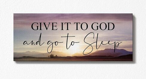 Give It to God and Go To Sleep Sign, Above bed Wall Décor for Bedroom, Above Master Bed Wall Decor, Ready To Hang for Bedroom Room Home Wall Art, C3000-16x40 in Kuwait