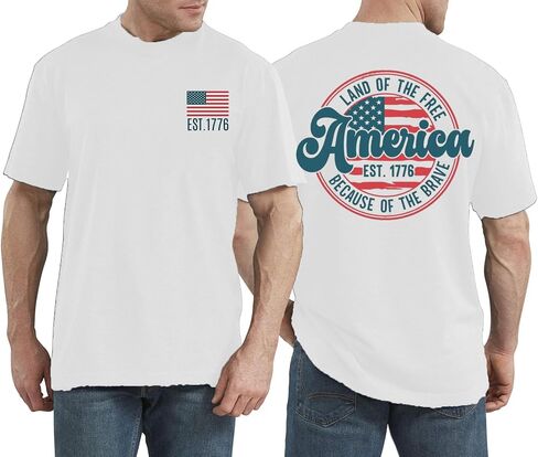 LAZYCHILD 4th of July Shirts for Men: American Flag Patriotic Shirt USA Flag T-Shirt Patriotic Short Sleeve Tops in Kuwait