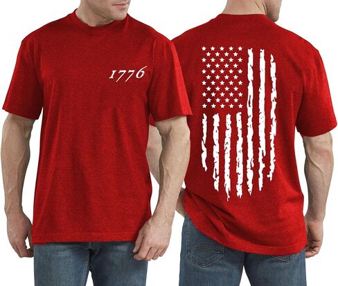 LAZYCHILD 4th of July Shirts for Men: American Flag Patriotic Shirt USA Flag T-Shirt Patriotic Short Sleeve Tops in Kuwait
