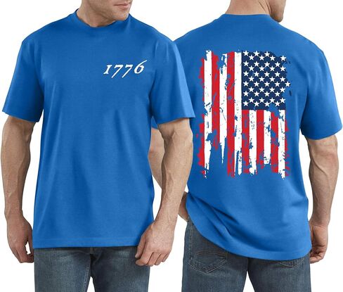 LAZYCHILD 4th of July Shirts for Men: American Flag Patriotic Shirt USA Flag T-Shirt Patriotic Short Sleeve Tops in Kuwait