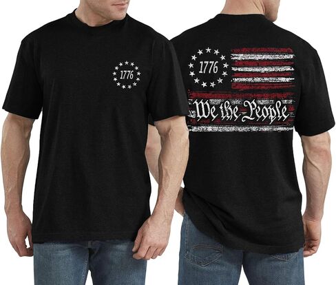 LAZYCHILD 4th of July Shirts for Men: American Flag Patriotic Shirt USA Flag T-Shirt Patriotic Short Sleeve Tops in Kuwait