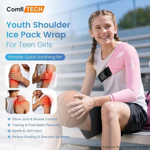 ComfiTECH Youth Arm Ice Pack for Girls Pitchers, Pitching Ice Sleeve for Shoulder & Elbow, Throwing Recovery & Muscle Comfort, Cold Compression for Baseball, Softball, Volleyball, Tennis, Swimming, L in Kuwait