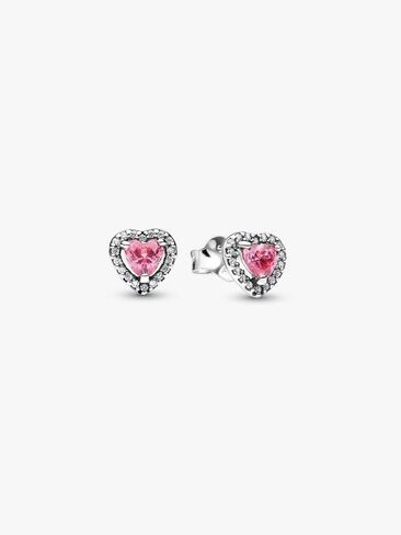 Pandora-Pandora Elevated Pink Heart Stud Earrings-Sterling silver-With Gift Box in Saudi Arabia