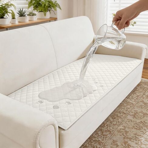 ALIECOM Waterproof Couch Covers for Dogs Sofa Cover Washable Non Slip Couch Covers for 3 Cushion Sofa Pet Friendly Soft Fuzzy Thick Sofa Slipcovers Furniture Protector (Ivory White, 27.5x70.8in) in Saudi Arabia