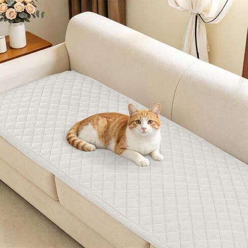ALIECOM Waterproof Couch Covers for Dogs Sofa Cover Washable Non Slip Couch Covers for 3 Cushion Sofa Pet Friendly Soft Fuzzy Thick Sofa Slipcovers Furniture Protector (Ivory White, 27.5x70.8in) in Saudi Arabia