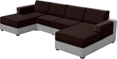 UNBBRRL 10 Pieces U Shaped Sectional Couch Covers 4 Seats + 4 Backs + 2 Arms, Stretch Jacquard Sofa Cushion Cover with Double Upholstered Chaise for Living Room RV(Mid Grey,10 Pieces Set) in Kuwait