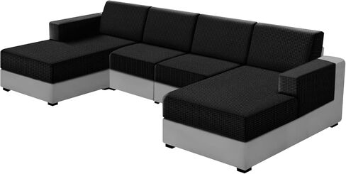 UNBBRRL 10 Pieces U Shaped Sectional Couch Covers 4 Seats + 4 Backs + 2 Arms, Stretch Jacquard Sofa Cushion Cover with Double Upholstered Chaise for Living Room RV(Mid Grey,10 Pieces Set) in Kuwait