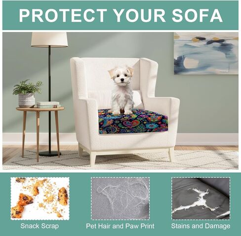 Couch Cushion Covers, Stretch Soft Slipcover Washable Non-Slip Furniture Protector for Indoor Outdoor (1, Blue Leaf, M(27.5" D*52" W*9" H)) in Saudi Arabia