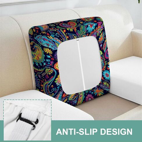Couch Cushion Covers, Stretch Soft Slipcover Washable Non-Slip Furniture Protector for Indoor Outdoor (1, Blue Leaf, M(27.5" D*52" W*9" H)) in Saudi Arabia