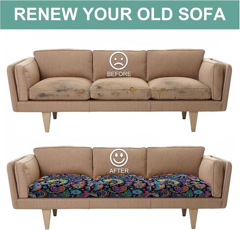 Couch Cushion Covers, Stretch Soft Slipcover Washable Non-Slip Furniture Protector for Indoor Outdoor (1, Blue Leaf, M(27.5" D*52" W*9" H)) in Saudi Arabia
