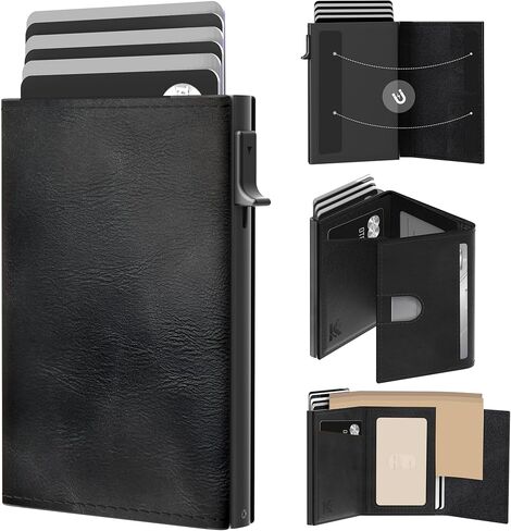 Small Wallet for Women: Slim Pop-Up Card Holder with RFID Blocking, ID Window and Cash Slot for Small Bags, Wine Red in Kuwait