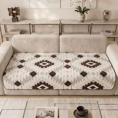 Britimes Boho Couch Cover 36" x 63", Western Couch Covers for Sofa, Non-Slip Plush Seat Protector for Dogs, Washable Furniture Throw, Pet-Friendly Sofa Cover for Living Room, Coffee in Kuwait