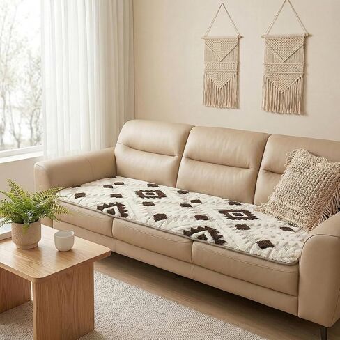 Britimes Boho Couch Cover 36" x 63", Western Couch Covers for Sofa, Non-Slip Plush Seat Protector for Dogs, Washable Furniture Throw, Pet-Friendly Sofa Cover for Living Room, Coffee in Kuwait