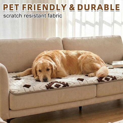 Britimes Boho Couch Cover 36" x 63", Western Couch Covers for Sofa, Non-Slip Plush Seat Protector for Dogs, Washable Furniture Throw, Pet-Friendly Sofa Cover for Living Room, Coffee in Kuwait