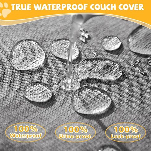 100% Waterproof Non-Slip Couch Cover for Pets & Dogs Sofa Cover Washable Anti Cat Scratch Furniture Protector for 3 Cushion Couch Sectional Sofa Pet Friendly, Gray 79" x 118" in Kuwait