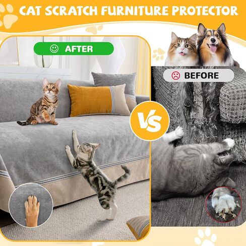 100% Waterproof Non-Slip Couch Cover for Pets & Dogs Sofa Cover Washable Anti Cat Scratch Furniture Protector for 3 Cushion Couch Sectional Sofa Pet Friendly, Gray 79" x 118" in Kuwait
