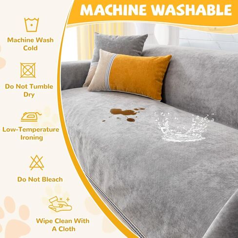 100% Waterproof Non-Slip Couch Cover for Pets & Dogs Sofa Cover Washable Anti Cat Scratch Furniture Protector for 3 Cushion Couch Sectional Sofa Pet Friendly, Gray 79" x 118" in Kuwait