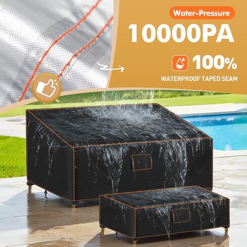 2PCS Patio Furniture Set Covers, 420D Waterproof Outdoor Furniture Cover Fit Patio Furniture Outdoor 3 Seat Sofa 79"W x 35"D x 33"H and Table 46"W x 26"D x 13"H, Triple Windproof and Anti-UV, Black in Saudi Arabia