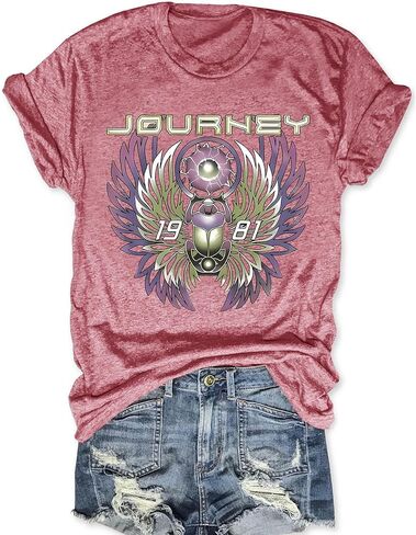 Journey T Shirts for Women Vintage Travel Shirt Funny Graphic Tees Short Sleeve Tops in Saudi Arabia
