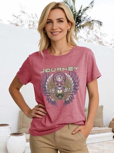 Journey T Shirts for Women Vintage Travel Shirt Funny Graphic Tees Short Sleeve Tops in Saudi Arabia