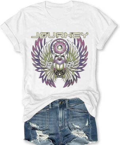 Journey T Shirts for Women Vintage Travel Shirt Funny Graphic Tees Short Sleeve Tops in Kuwait