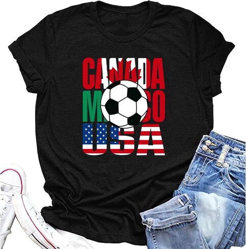 كأس كرة القدم للسيدات 2026 قميص الولايات المتحدة الأمريكية لكرة القدم مباراة الموسم جيرسي لعبة يوم تي شيرت مضحك لكرة القدم الرسم قصيرة الأكمام قميص in Kuwait