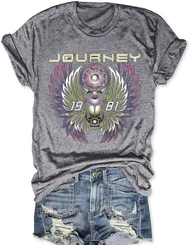 Journey T Shirts for Women Vintage Travel Shirt Funny Graphic Tees Short Sleeve Tops in Saudi Arabia