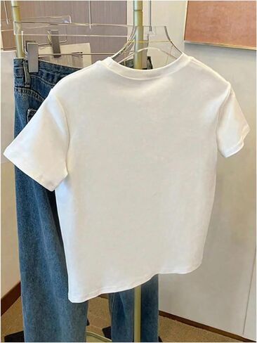 RoseSeek Women's Strawberry Embroidery Shirt Graphic Tees Crewneck Short Sleeve Tops Casual Cute Summer Tops in Kuwait