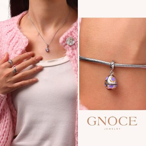 GNOCE قابل للفتح بيضة عيد الفصح جيب أسود القط قلادة تعلق سحر سوار للنساء، S925 الفضة الاسترليني تتدلى سحر للنساء زوجة، عيد الحب، مجوهرات عيد الأم in Kuwait