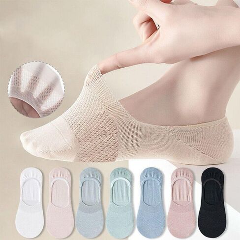 Thin Non-slip Low Cut Ankle Hollow Out Boat Socks Mesh Socks 1pair in Kuwait