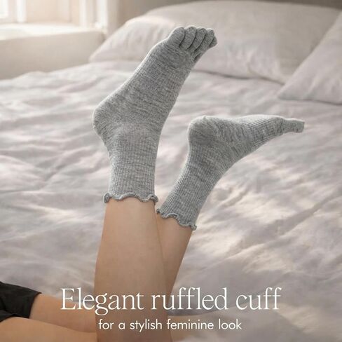 Soxsense Women’s Cotton Ruffle Toe Socks, Soft Breathable Ankle Socks with Cute Lettuce Edge, 3 Pairs in Saudi Arabia