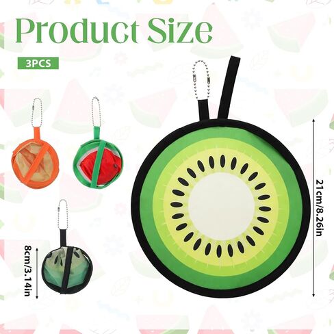 3 PCS Round Foldable Hand Fan, Fruit Style Foldable Fans Handheld Fan Compact Cooling Fans with Bag for Summer Outdoor Games, Party Decoratio in Kuwait