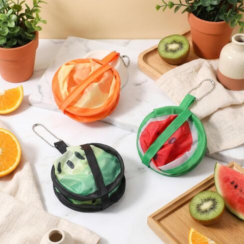 3 PCS Round Foldable Hand Fan, Fruit Style Foldable Fans Handheld Fan Compact Cooling Fans with Bag for Summer Outdoor Games, Party Decoratio in Kuwait