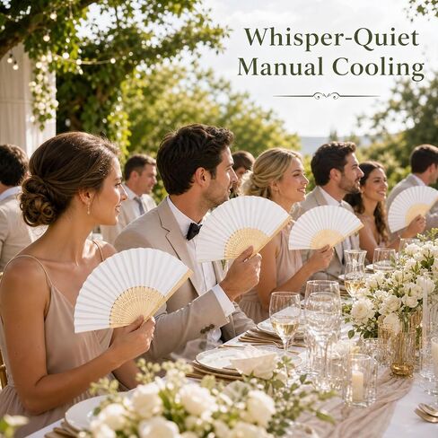 100 PCS Folding Fans for Guests - Bamboo & Paper Handheld Folded Craft Hand Fans for Weddings Bridal DIY Project, White in Saudi Arabia