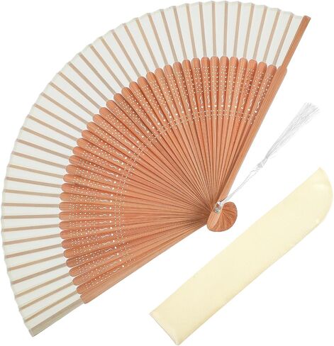 Folding Hand Fan, Hand Fans for Women Foldable Nylon-Cloth Bamboo Vintage Retro Chines/Spanish Foldable Fan for Wedding Party Favor Performance Dance Home Decorations Festival Gift White in Kuwait