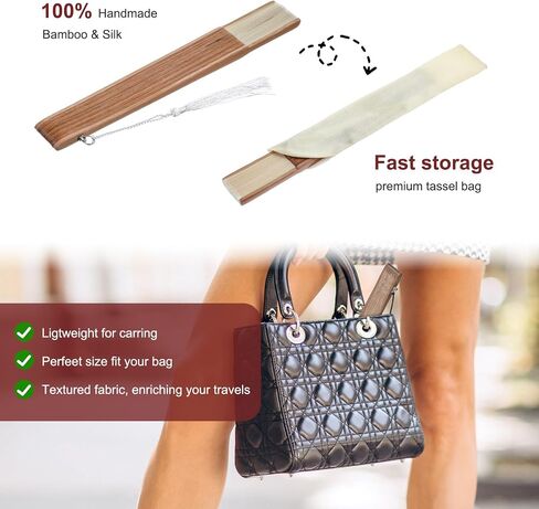 Folding Hand Fan, Hand Fans for Women Foldable Nylon-Cloth Bamboo Vintage Retro Chines/Spanish Foldable Fan for Wedding Party Favor Performance Dance Home Decorations Festival Gift White in Kuwait