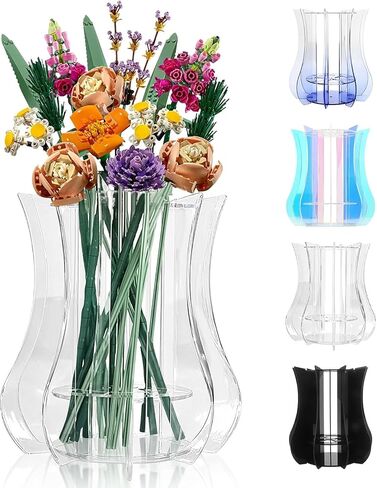 Vase for Lego Flowers Bouquet Upgraded, Acrylic Display Holder Compatible with Lego Botanical Collections Roses Sunflowers, for Lego Flower Building Set Lovers, Crystal Clear in Saudi Arabia