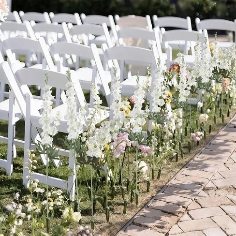 16Pcs White Delphinium Artificial Flowers 33.5'' Long Stem Silk Larkspur Flowers Bulk Faux Silk Flowers for Tall Vase Wedding Table Centerpieces Home Garden Outdoor Decor（White） in Saudi Arabia
