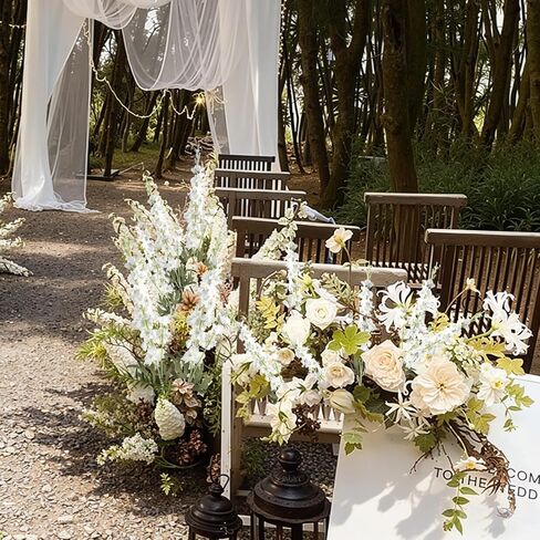 16Pcs White Delphinium Artificial Flowers 33.5'' Long Stem Silk Larkspur Flowers Bulk Faux Silk Flowers for Tall Vase Wedding Table Centerpieces Home Garden Outdoor Decor（White） in Saudi Arabia